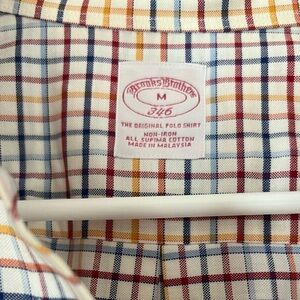 Brooks Brothers 346 Medium Multicolor Check Shirt, Non-Iron, Supima Cotton